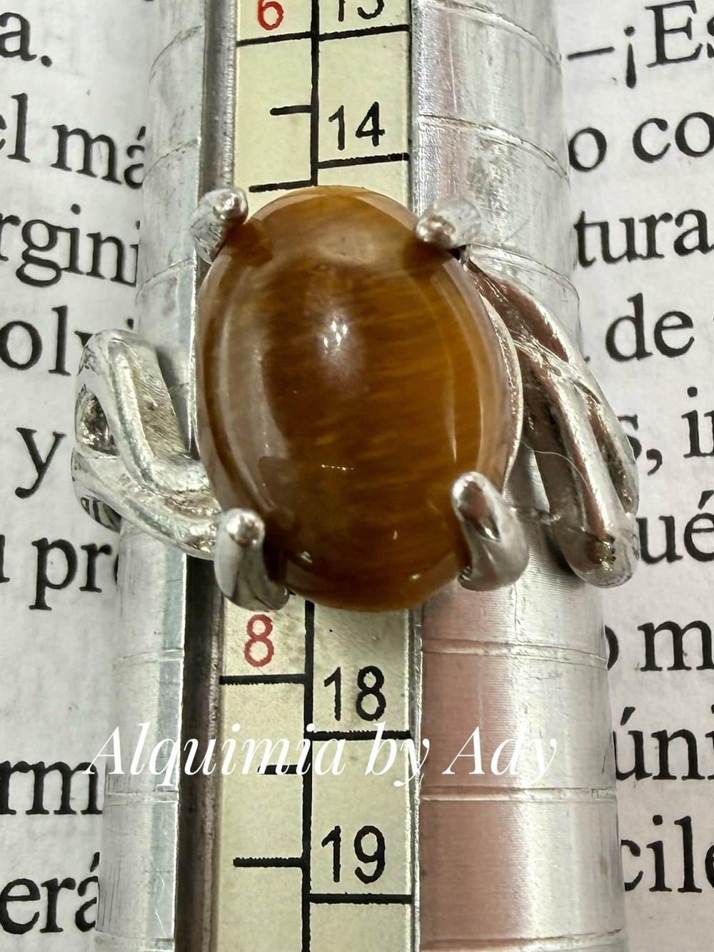 Tiger Eye Silver-Plated Statement Ring - Golden Brown